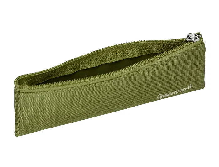 Liderpapel Estuche portatodo plano estrecho verde militar