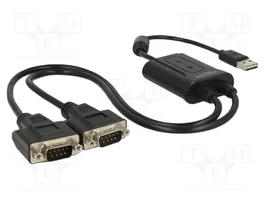 DeLOCK 63950 Adaptador USB 2.0 a 2 x RS-232 DB9 Negro