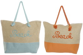 DKD Home Decor Bolso Mediterraneo Azul Naranja Fibra 54 x 39 x 15 cm (4 Unidades)