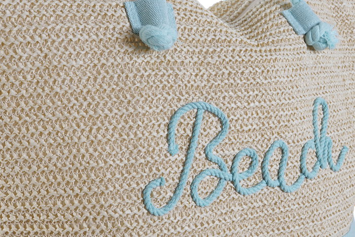 DKD Home Decor Bolso Mediterraneo Azul Naranja Fibra 54 x 39 x 15 cm (4 Unidades)