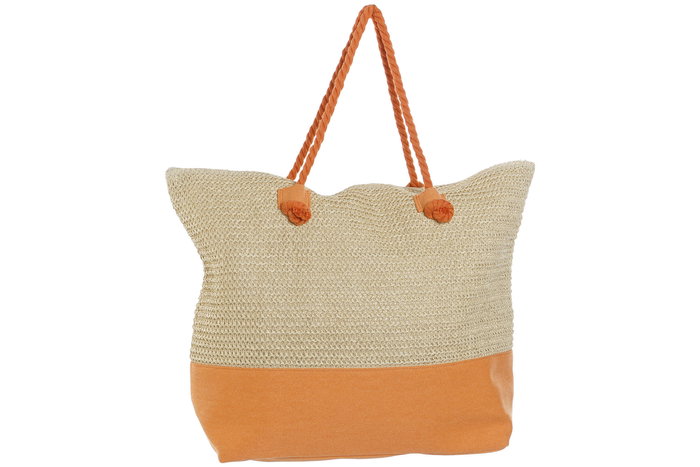 DKD Home Decor Bolso Mediterraneo Azul Naranja Fibra 54 x 39 x 15 cm (4 Unidades)