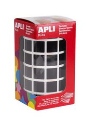 APLI PAPER Rollo de Gomets Cuadrados Negros Autoadhesivos de 15 mm