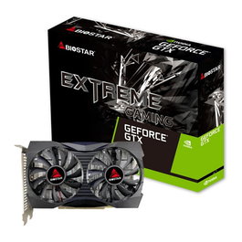 BIOSTAR Tarjeta Gráfica GeForce GTX 1050 4GB GDDR5 128-bit PCIe 3.0, 2 Ventiladores, DirectX 12, HDMI, DisplayPort, DVI-D, Negro/Gris