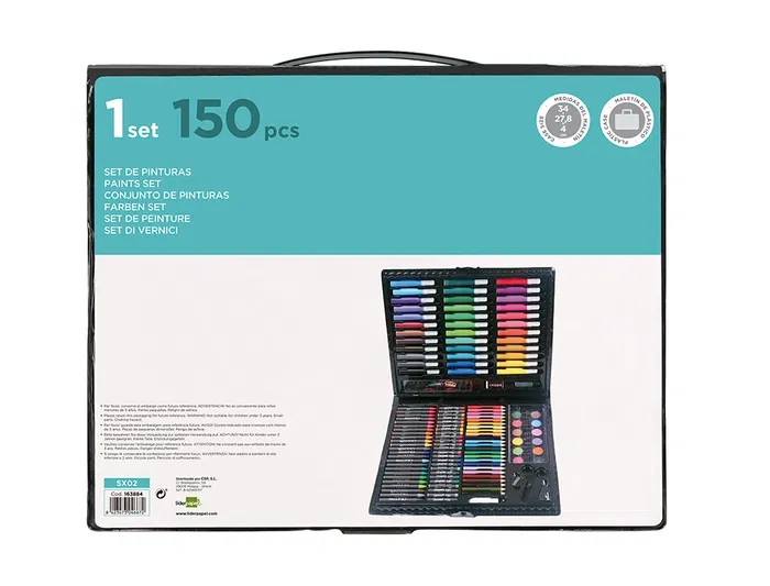 Liderpapel Estuche de Pintura Plástico 150 Piezas 36x31x4 cm