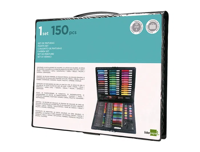 Liderpapel Estuche de Pintura Plástico 150 Piezas 36x31x4 cm