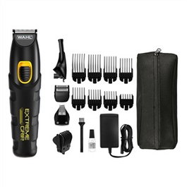 Wahl 09893-0460 Multigroomer con/sin Cable para Nariz, Orejas y Cejas, Agarre Extremo Avanzado, 4 Cabezales Intercambiables y 8 Peines Guía