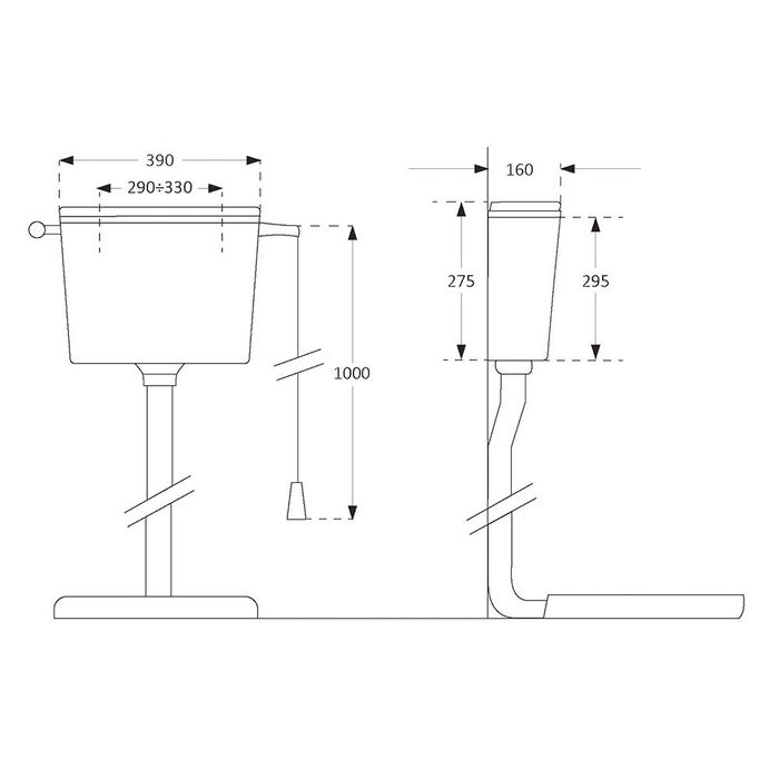 Prhie Cisterna pond alta sin tapa ABS 8.5L 390x160x265cm Prhie Cisterna pond alta sin tapa ABS 8.5L 390x160x265cm