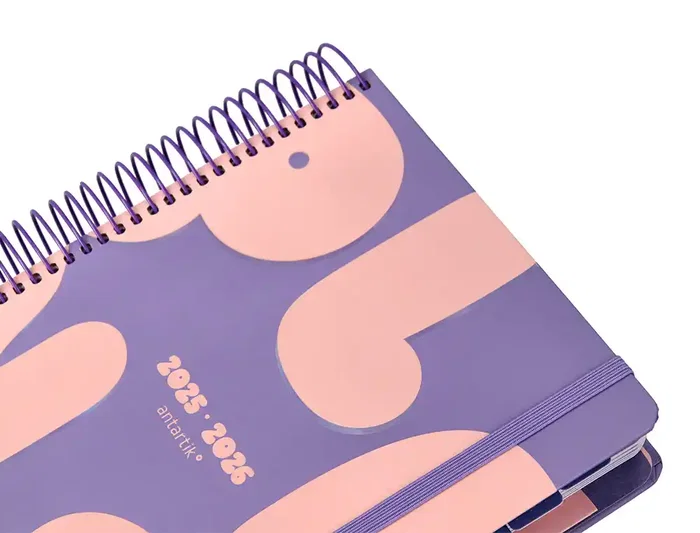 Antartik Agenda escolar 2025-2026 espiral día página A5 bilingüe morado colección Plans papel FSC 80gr