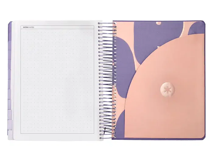 Antartik Agenda escolar 2025-2026 espiral día página A5 bilingüe morado colección Plans papel FSC 80gr