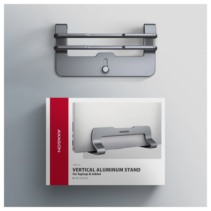 Axagon STND-VG Soporte Vertical de Aluminio Ajustable, Gris