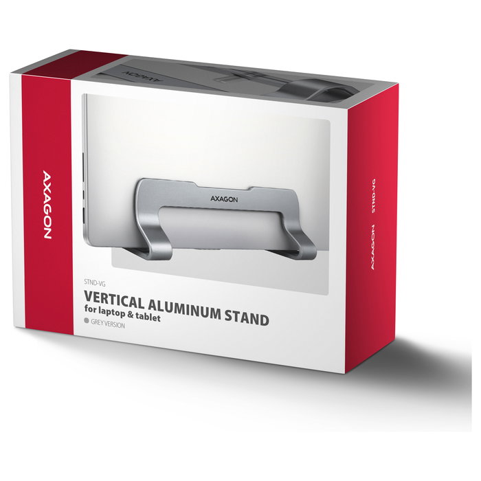 Axagon STND-VG Soporte Vertical de Aluminio Ajustable, Gris