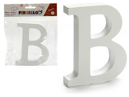 Pincello Letra B Madera Blanca 16 x 14.5 x 2 cm (Set de 24)