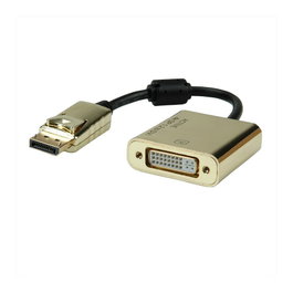 ROLINE Adaptador DisplayPort a DVI-D Activo 4K 3840x2160 Oro 12.03.3175, 0.15 m, Macho a Hembra
