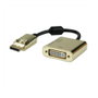 ROLINE Adaptador DisplayPort a DVI-D Activo 4K 3840x2160 Oro 12.03.3175, 0.15 m, Macho a Hembra