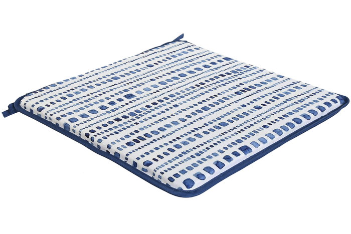 DKD Home Decor Cojin Silla Terraza Y Jardin Azul Blanco 38 x 2 x 38 cm (2 Unidades)