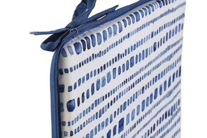 DKD Home Decor Cojín para Silla Impermeable Azul y Blanco (Pack de 2)