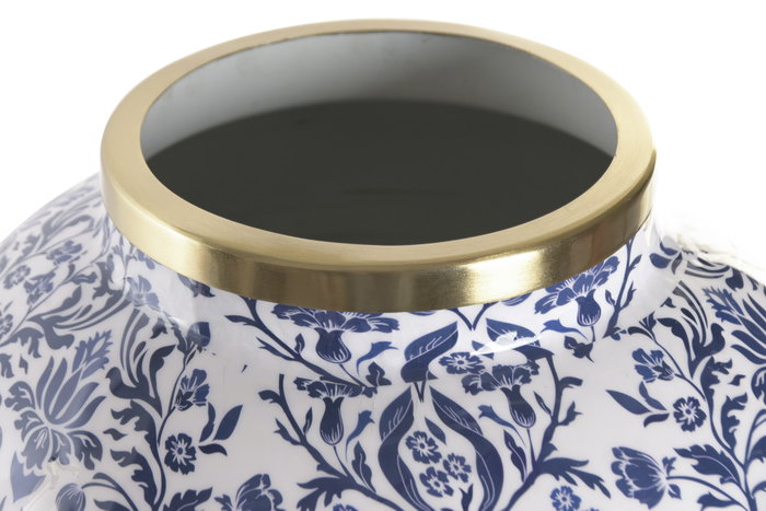 DKD Home Decor Jarrón de Hierro Floral Lacado Azul DKD Home Decor Jarrón de Hierro Floral Lacado Azul