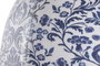 DKD Home Decor Jarrón de Hierro Floral Lacado Azul