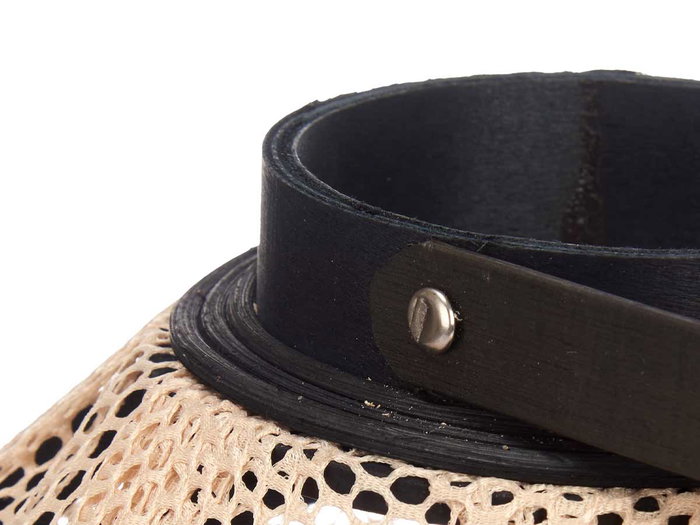 Giftdecor Farol Portavela Asa Cónico Beige y Negro 25x30x25cm, Tela, Madera, Vidrio (Set de 2)