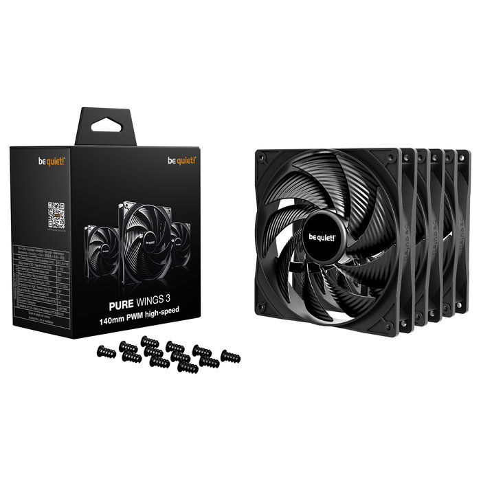 be quiet! Pure Wings 3 Ventilador 140mm PWM 1800 RPM (122.6 m³/h) 3-Pack, Negro