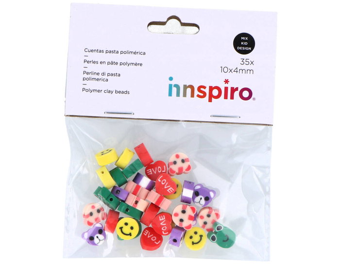 Innspiro Cuentas de Pasta Polimérica Infantiles 10x4mm (35 unidades)