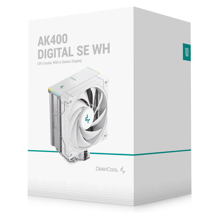 Deepcool AK400 DIGITAL SE White Refrigerador CPU, Ventilador 120mm PWM, 4 Tubos de Calor, RGB, Pantalla, Soportes AM4/AM5, LGA115x/1200/1700 Deepcool AK400 DIGITAL SE White Refrigerador CPU, Ventilador 120mm PWM, 4 Tubos de Calor, RGB, Pantalla, Soportes AM4/AM5, LGA115x/1200/1700
