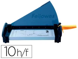 Fellowes Cizalla Fusion A4 de Palanca, hasta 10 hojas, Base Metálica, Cuchilla SafeCut, SafeCut TM