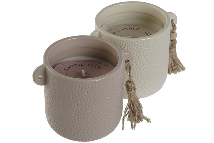 DKD Home Decor Vela Scandi Beige Marron 9 x 9 x 12 cm (6 Unidades)