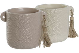 DKD Home Decor Vela Scandi Beige Marron 9 x 9 x 12 cm (6 Unidades)