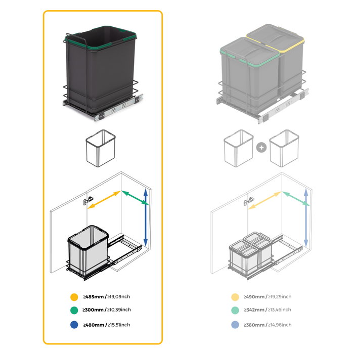 Emuca Contenedor de reciclaje Recycle 35 litros Gris antracita