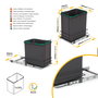 Emuca Contenedor de reciclaje para fijación inferior y extracción manual en mueble de cocina Recycle 1x35litros, Plástico gris antracita