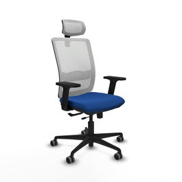 PIQUERAS Y CRESPO Silla de oficina Haches con mecanismo Sincro/Traslack, Azul y Blanco