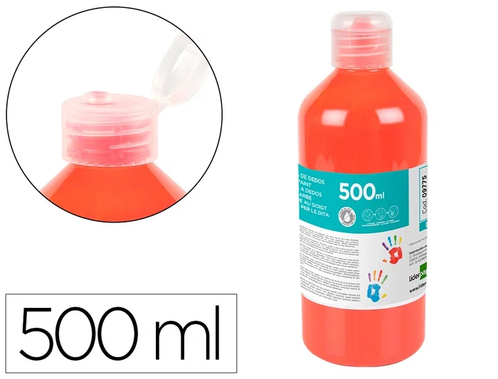 Liderpapel Pintura de Dedos 500 ml Rojo Antigoteo Base Agua Lavable Cumple EN 71-3 Sin Gluten Liderpapel Pintura de Dedos 500 ml Rojo Antigoteo Base Agua Lavable Cumple EN 71-3 Sin Gluten