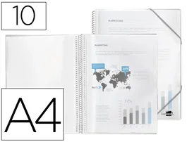 Liderpapel Carpeta escaparate con espiral 10 fundas polipropileno Din A4 transparente