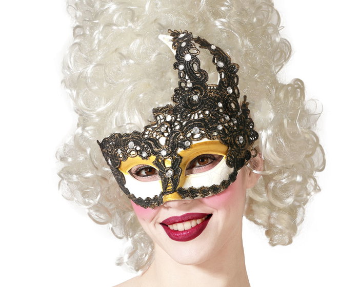 Antifaz Venecia Blanco Dorado Mujer Adulto para Carnaval y Fiestas de Máscaras Antifaz Venecia Blanco Dorado Mujer Adulto para Carnaval y Fiestas de Máscaras