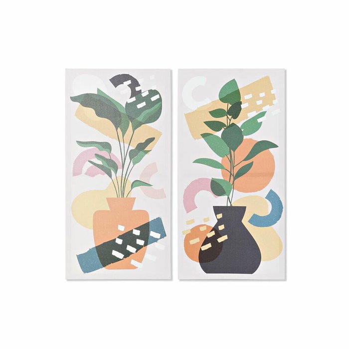 DKD Home Decor Cuadro Lienzo Pino 40x2x80 Maceta Surtido de 2
