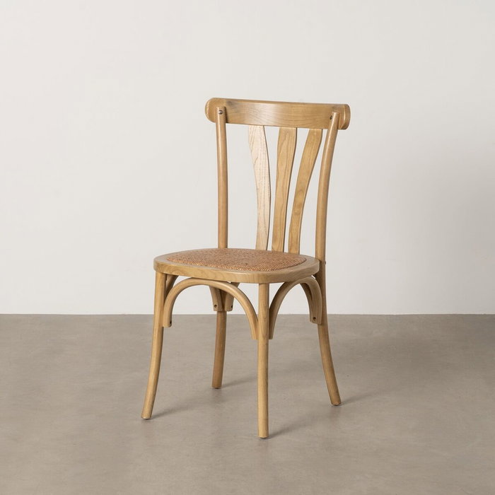 Ixia Silla de Madera de Olmo Natural con Asiento de Ratán Ixia Silla de Madera de Olmo Natural con Asiento de Ratán