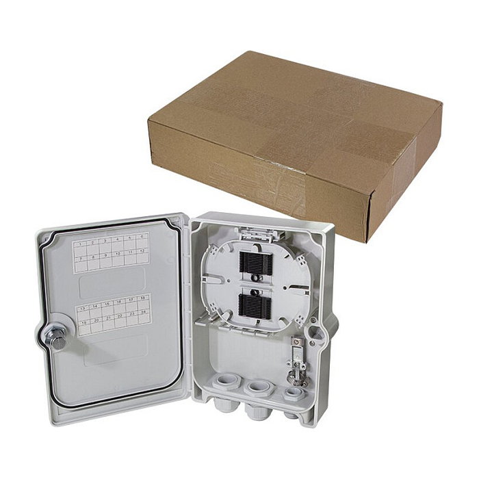 LogiLink Caja de distribución FTTX para 24 fibras, 6x LC/QD o SC/DX, sin carga, IP55