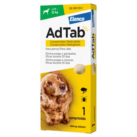 Elanco AdTab 450 mg Comprimido Masticable para Perros 11-22 kg Elanco AdTab 450 mg Comprimido Masticable para Perros 11-22 kg