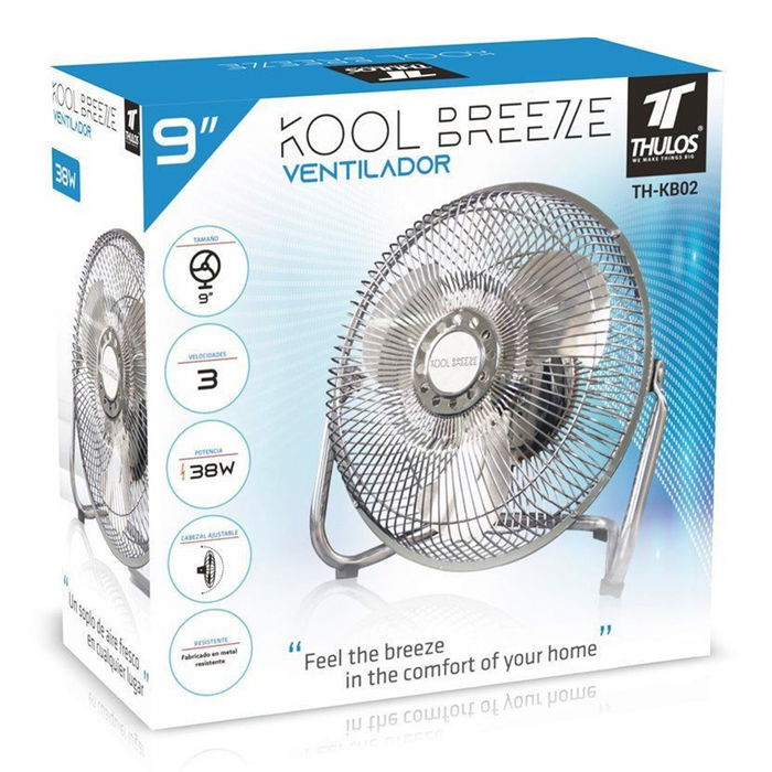 Thulos Ventilador de Sobremesa Alta Velocidad KB02 22 cm - 3 Velocidades, Motor Silencioso, Inclinación Ajustable, 38W