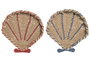 DKD Home Decor Bandeja Seagrass y Metal Diseño Concha Surtido de 4 Unidades en Azul, Rojo y Natural