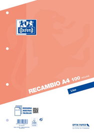 OXFORD Recambio School A4 100h 90gr Naranja
