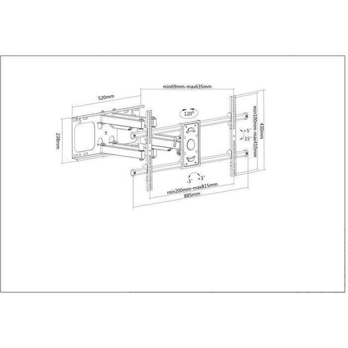 MANHATTAN Soporte de pared articulado para TV y monitores de 37 a 90 pulgadas