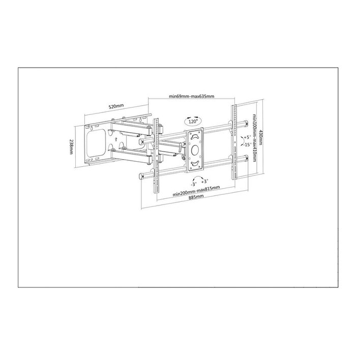 MANHATTAN TV-Wandhalterung 94--228,6cm (37-90 Zoll) Neig- und Schwenkbar fuer Grossbildschirme und Curved TVs bis 75kg MANHATTAN TV-Wandhalterung 94--228,6cm (37-90 Zoll) Neig- und Schwenkbar fuer Grossbildschirme und Curved TVs bis 75kg