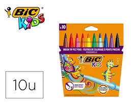 Rotulador Bic Kids Visaquarelle Estuche 10 Colores Punta Pincel Tinta Ultralavable Base Agua