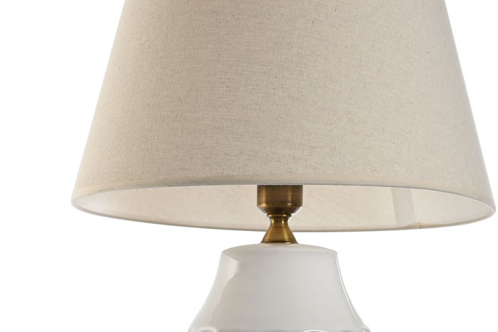 DKD Home Decor Lampara Sobremesa Urban Blanco Porcelana Algodon 40 x 68 x 40 cm