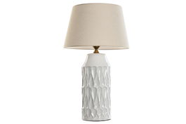 DKD Home Decor Lampara Sobremesa Urban Blanco Porcelana Algodon 40 x 68 x 40 cm