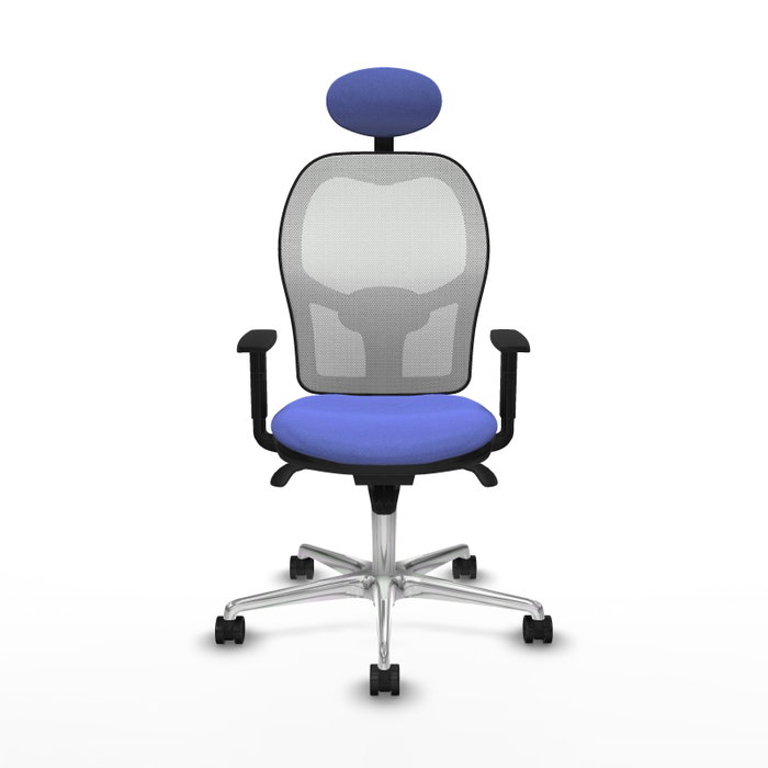 PIQUERAS Y CRESPO Silla de oficina Jorquera con mecanismo sincro, tela azul y malla blanca PIQUERAS Y CRESPO Silla de oficina Jorquera con mecanismo sincro, tela azul y malla blanca