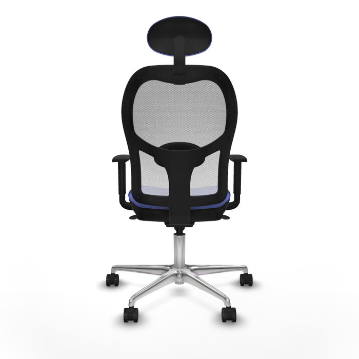 PIQUERAS Y CRESPO Silla de oficina Jorquera con mecanismo sincro, tela azul y malla blanca PIQUERAS Y CRESPO Silla de oficina Jorquera con mecanismo sincro, tela azul y malla blanca