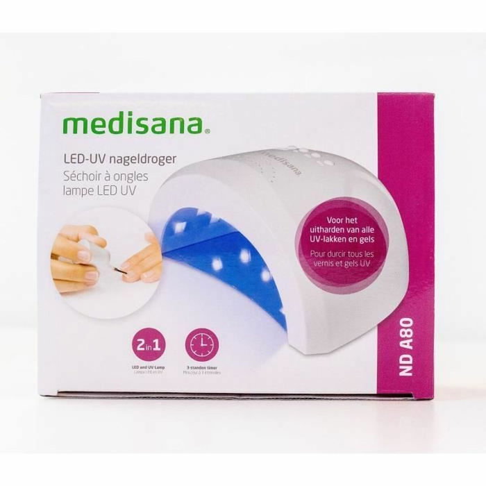 Medisana ND A80 Secador de Uñas UV LED 2 en 1 para Geles y Barnices UV con Temporizadores y Apagado Automático Medisana ND A80 Secador de Uñas UV LED 2 en 1 para Geles y Barnices UV con Temporizadores y Apagado Automático